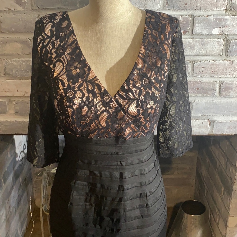 Black lace pink undertone cocktail dress